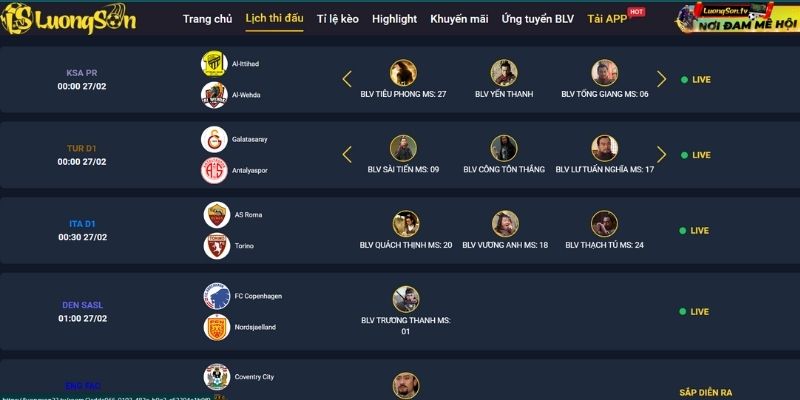 LuongSonTV 4K : Trực Tiếp Bóng Đá 0% Quảng Cáo, BLV #1 Dữ Liệu Real Time 14 LuongSon TV trực tiếp bóng đá hôm nay luôn cập nhật lịch thi đấu và kết quả liên tục